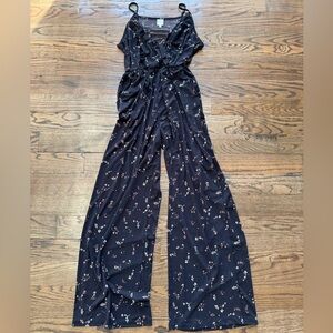 Kaileigh Black Floral Wide Leg Jumpsuit Medium